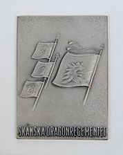 Plakett i silver för Skånska dragonregementet (K 2).