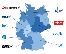 Map of the ARD broadcasting regions in Germany ARD Karte.svg