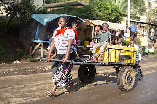 A mom pushing a cart.this is in the slums of kibera in nairobi.jpg