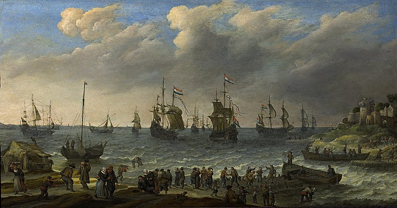 File:Adam Willaerts - Vloot Hollandse schepen, Riviermond met schepen, - 0000.2017 - Groninger Museum.jpg