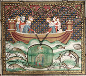 Alexander the Great in a glass diving-bell (f.50r)
