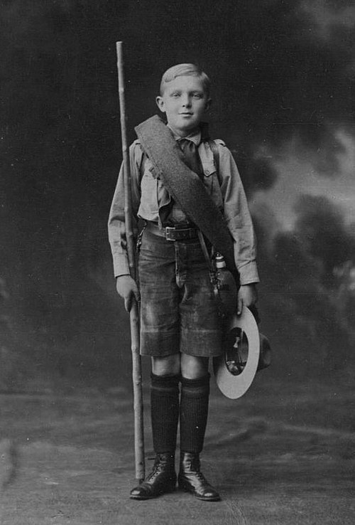 Alfonso aged 11 wearing the Scout uniform of the Explorers of Spain, 1918.