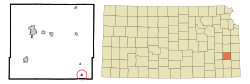 Allen County Kansas Incorporated and Unincorporated areas Savonburg Highlighted.svg