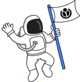 Astronaut illustration simplified with Wikimedia logo.png