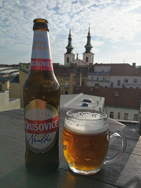 File:Aug. 2023 Taking beer on roof cafe.jpg