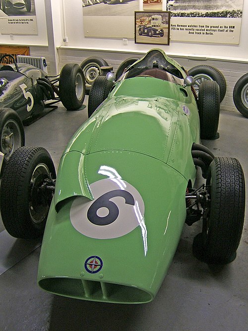 The British Racing Partnership BRM P25 with which Stirling Moss took second place in the 1959 British Grand Prix.