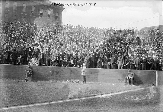 Philadelphia Ball Park's left field corner bleachers in 1915
