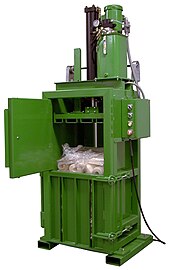 A specialized baler designed to compact stretch wrap. Baler Poly Packer.jpg