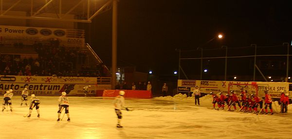 The old outdoor arena in Västerås, Sweden, where Finland won in 2004 for the first and only time.