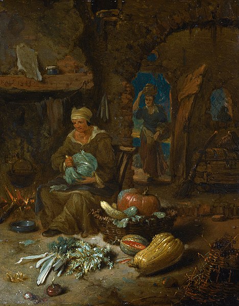 File:Barn interior with an old woman and still life of vegetables.jpg