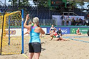 Deutsch: Beachhandball Europameisterschaften 2019 (Beach handball Euro); Tag 2: 3. Juli 2019 – Frauen, Vorrunde Gruppe D, Ukraine-Deutschland 2:0 (23:22, 32:24) English: Beach handball Euro; Day 2: 3 July 2019 – Women Preliminary Round Group D – Ukraine-Germany 2:0 (23:22, 32:24)