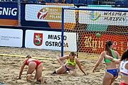 Deutsch: Beachhandball Europameisterschaften 2019 (Beach handball Euro); Tag 4: 5. Juli 2019 – Frauen, Viertelfinale, Kroatien-Ukraine 2:0 (21:20, 21:18) English: Beach handball Euro; Day 4: 5 July 2019 – Quarter Final Women – Croatia-Ukraine 2:0 (21:20, 21:18)