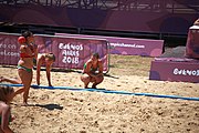 Deutsch: Beachhandball bei den Olympischen Jugendspielen 2018; Tag 4, 10. Oktober 2018; Mädchen, Vorrunde, Gruppe A - Ungarn-Chinese Taipei (Taiwan) 2:0 English: Beach handball at the 2018 Summer Youth Olympics at 10 October 2018 – Girls Preliminary Round Group A‎ – Hungary-Chinese Taipei 2:0