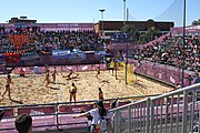 Deutsch: Beachhandball bei den Olympischen Jugendspielen 2018; Tag 3, 10. Oktober 2018; Mädchen, Vorrunde, Gruppe B - Niederlande-Argentinien 2:0 English: Beach handball at the 2018 Summer Youth Olympics at 10 October 2018 – Girls Preliminary Round Group B‎ – Netherlands-Argentina 2:0