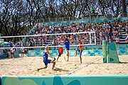 Deutsch: Beachvolleyball bei den Olympischen Jugendspielen 2018; Tag 11, 17. Oktober 2018; Jungen,Finale – Niederlande (Matthew Immers/Yorick de Groot)-Schweden (David Åhman/Jonatan Hellvig) 0:2 (20–22/15–21) English: Beach volleyball at the 2018 Summer Youth Olympics at 17 October 2018 – Final – Netherlands (Matthew Immers/Yorick de Groot)-Sweden (David Åhman/Jonatan Hellvig) 0:2 (20–22/15–21)