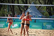 Deutsch: Beachvolleyball bei den Olympischen Jugendspielen 2018; Tag 8, 14. Oktober 2018; Mädchen, Achtelfinale – Bolivien-Puerto Rico 0:2 (18–21/18–21 ) English: Beach volleyball at the 2018 Summer Youth Olympics at 14 October 2018 – Girls Round of 16 – Bolivia-Puerto Rico 0:2 (18–21/18–21 )