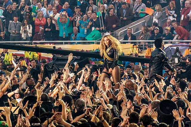 Beyoncé performing during the Super Bowl 50 halftime show