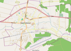 Mapa konturowa Białej Podlaskiej, po prawej znajduje się punkt z opisem „Sielczyk”