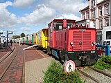 Locomotief van Schöma voor personentrein op Borkum