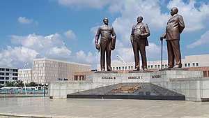 Three bronze statues