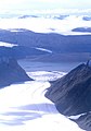 Brent Glacier, part of the Osborn Range, Ellesmere Island, flowing down to Tanquary Fiord; opposite side: Mount Kennedy Icecap.