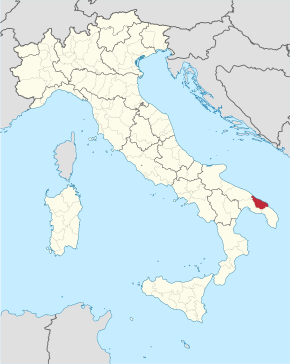 Provincie Brindisi na mapě Itálie