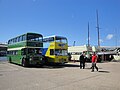 The line up of some of the buses in Newport Quay, Newport, Isle of Wight for the Isle of Wight Bus Museum's May 2011 running day.