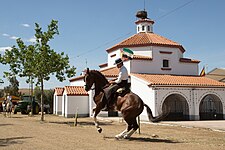 Caballo frente de la Ermita de San Isidro de Fuente de Cantos.jpg