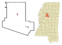 Location of Carrollton, Mississippi