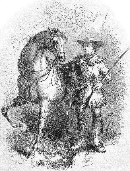 Mountain man Kit Carson and his favorite horse, Apache, from The Life and Adventures of Kit Carson, the Nestor of the Rocky Mountains by De Witt C. Pe