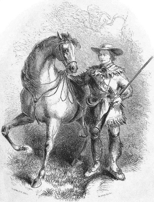 Mountain man Kit Carson and his favorite horse, Apache, from The Life and Adventures of Kit Carson, the Nestor of the Rocky Mountains by De Witt C. Pe