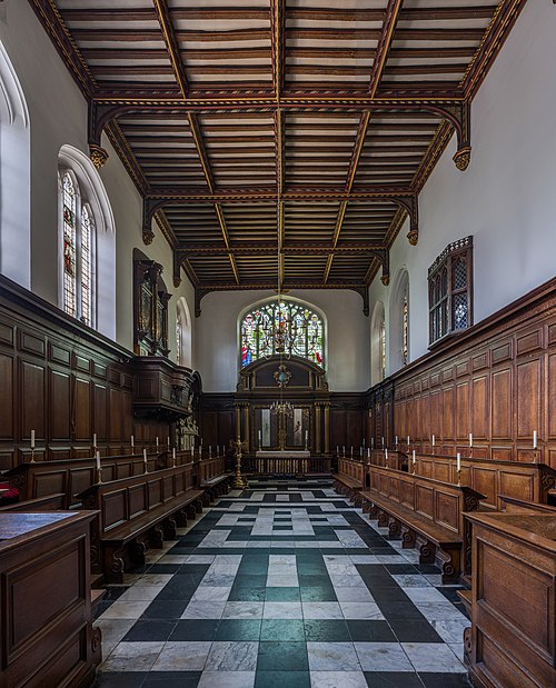 The chapel, with a viewing window from the Master's Lodge