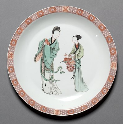 Famille rose plate from a famous set made for the 60th birthday of the Kangxi Emperor in 1713