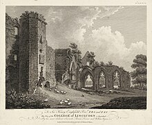 Burns's second version refers to the towers of Lincluden Abbey on Cluden Water College of Lincluden by W. Byrne & T. Medland - GMII.jpg