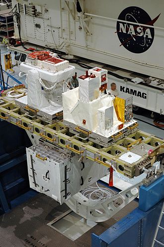 External payloads SOLAR and EuTEF installed on LCC-lite cargo carrier prior to launch on shuttle mission STS-122. Columbus exposed facilities on LCC-lite carrier.jpg