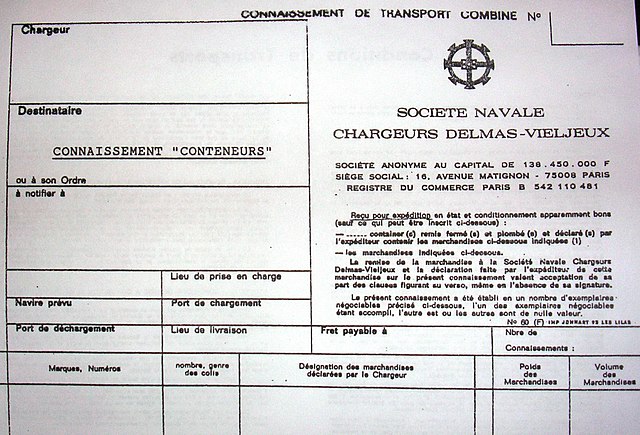 shipping bill of lading