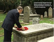 Wreath laying at Waldron's graveWreath laying