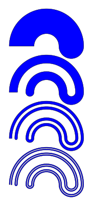 The first four stages of the construction of the bucket handle as the limit of a series of nested intersections ContinuBJK.svg