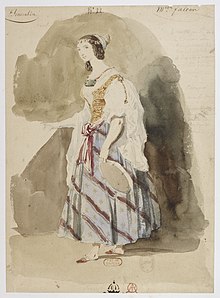 Costume design for Falcon in the title role of La Esmeralda by Louise Bertin (Source: Wikimedia)