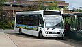 English: Courtney Coaches YJ57 EKK, an Optare Solo Slimline 8.8m, in Bracknell bus station, Bracknell, Berkshire, on route 108. This vehicle runs on vegetable oil.