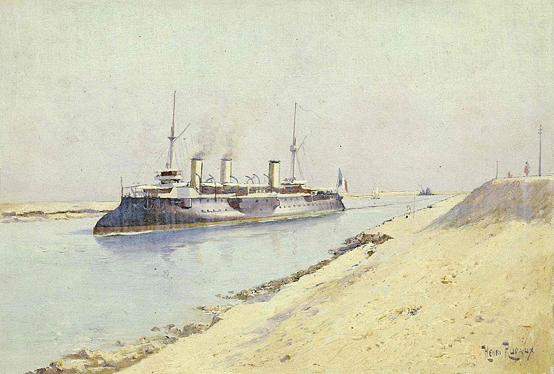 File:Cuirassé français franchissant le canal de Suez.jpg