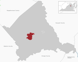 Locatie van Culpeper in de Culpeper County