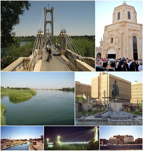 Suspension bridge • Memorial of Armenian genocide Euphrates River • March 8 Square Panorama of Deir ez-Zor