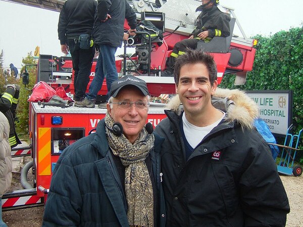 Eli Roth with Ruggero Deodato in Rome during the press tour of Hostel (2006)