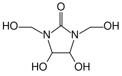 Structural formula of dimethyloldihydroxyethylene urea