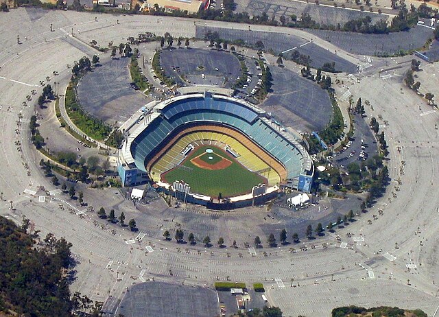 The starting line was on the grounds of Dodger Stadium in Los Angeles, California.