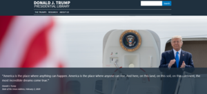 Donald J Trump Presidential Library website screenshot.png