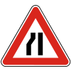 Road narrows on right side