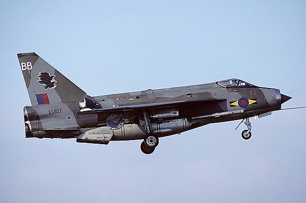 A No. 11 Squadron English Electric F6 based at RAF Binbrook, part of No. 11 Group.