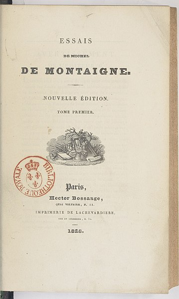 File:Essais de Montaigne, H. Bossange, t. I, 1828 - titre.jpg